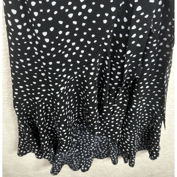 Max Studio Dress Womens Small Black White Polka Dot Ruffle Flutter Wrap Midi - Picture 7 of 11